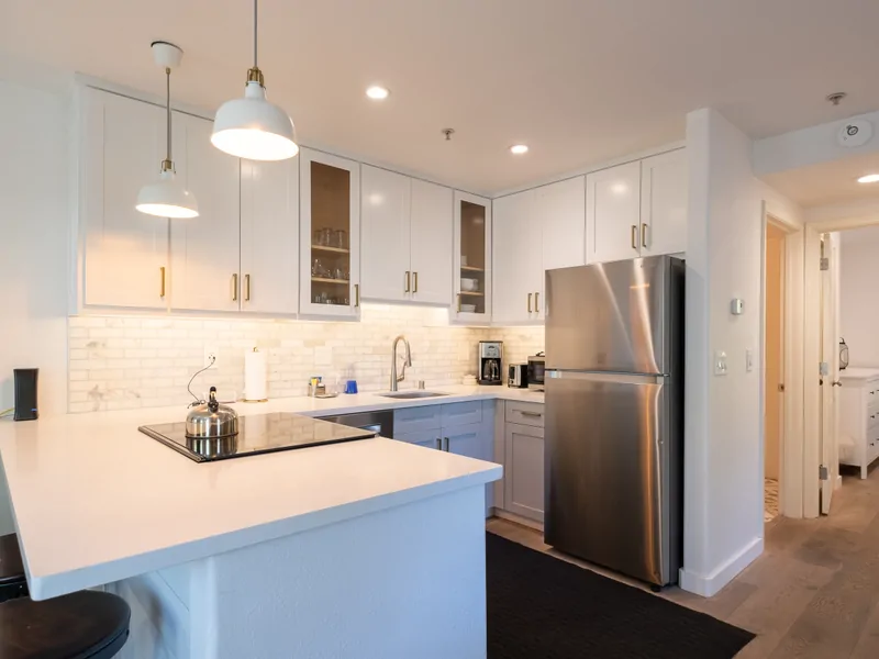 Kitchen and Hallway:  Sweetbriar Garden Suite
