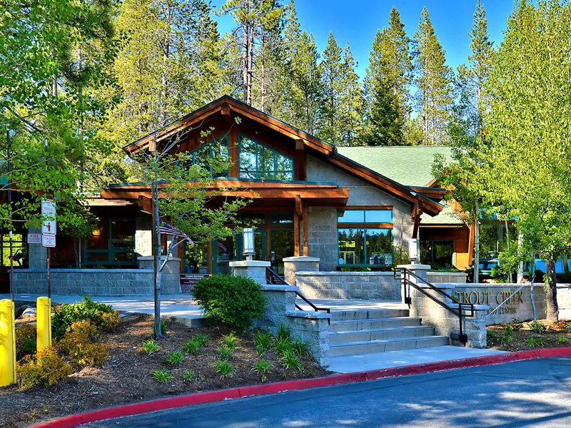 Outside the Trout Creek Rec Center: Wolfgang Vacation Cabin