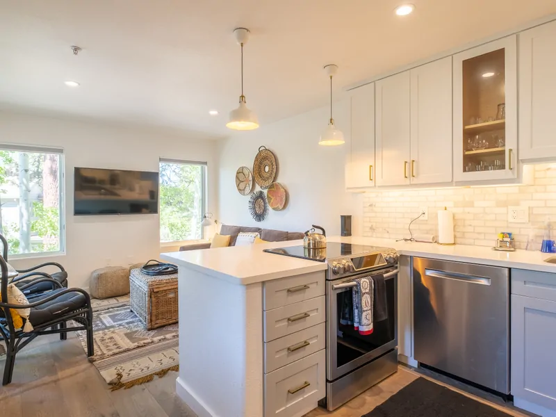 Kitchen and TV area:  Sweetbriar Garden Suite