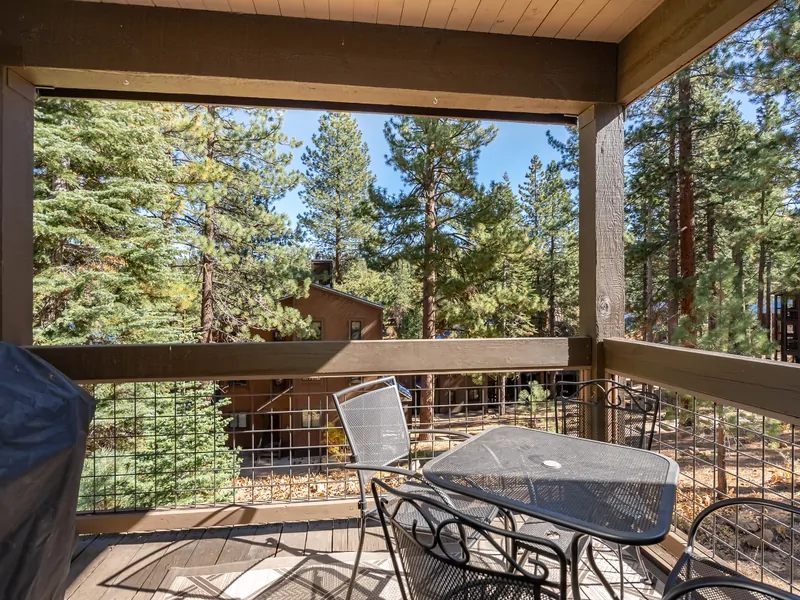 Second Floor First Bedroom Private Patio View : Aspen Grove Hideaway at Northstar