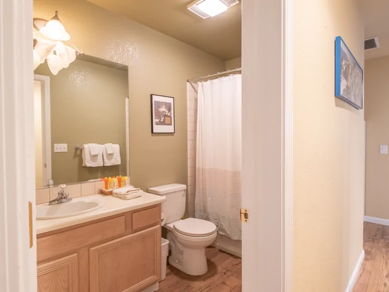 Guest Shared Bath: Three Pines Family Cabin