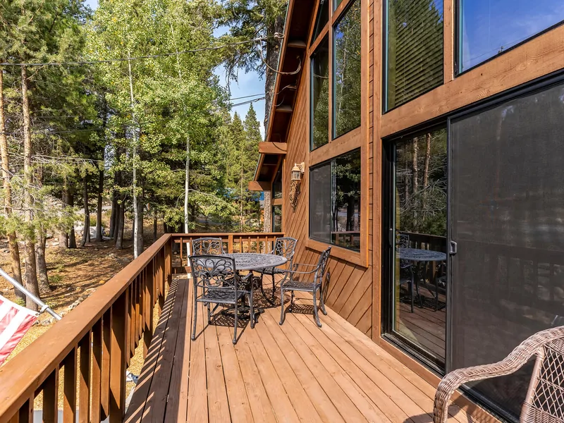 Upstairs Front Patio with Lounge Area: Pinecone Lodge with Private Hot tub