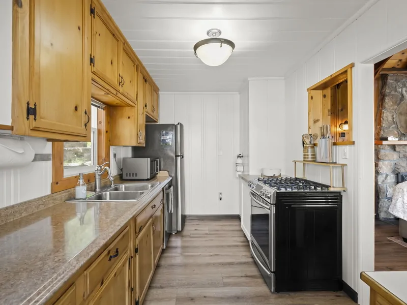 Kitchen Area: Treehouse Tahoe Cabin with Private Hot Tub