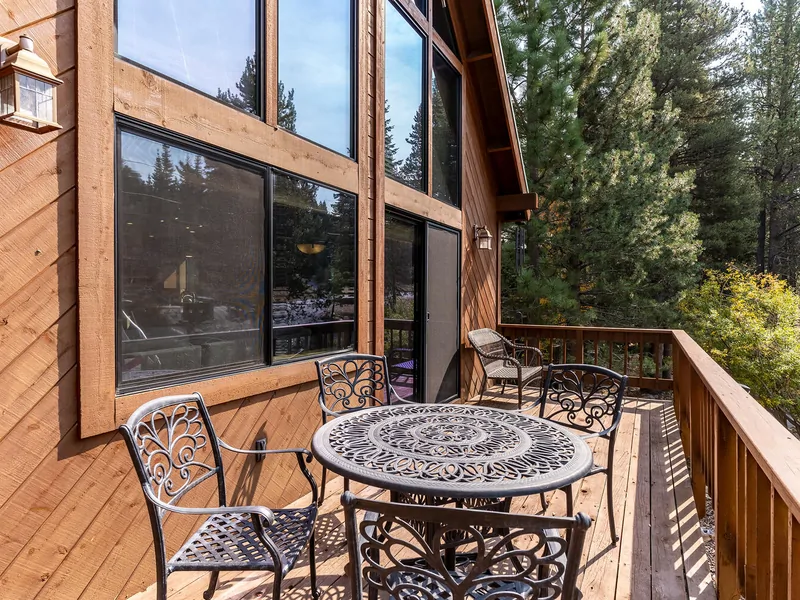 Upstairs Front Patio with Lounge Area: Pinecone Lodge with Private Hot tub