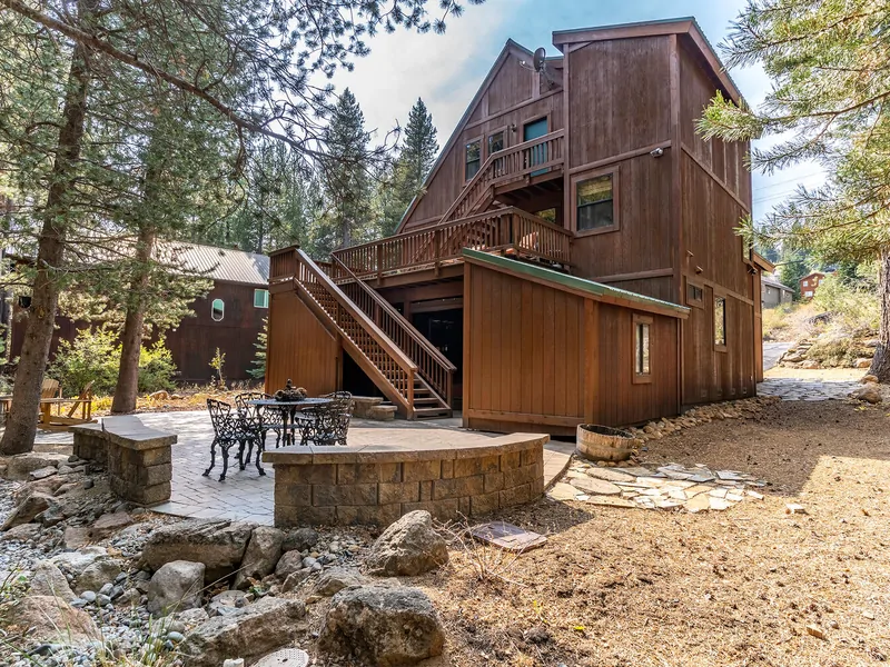Back/ Side View of House From Backyard: Pinecone Lodge with Private Hot tub